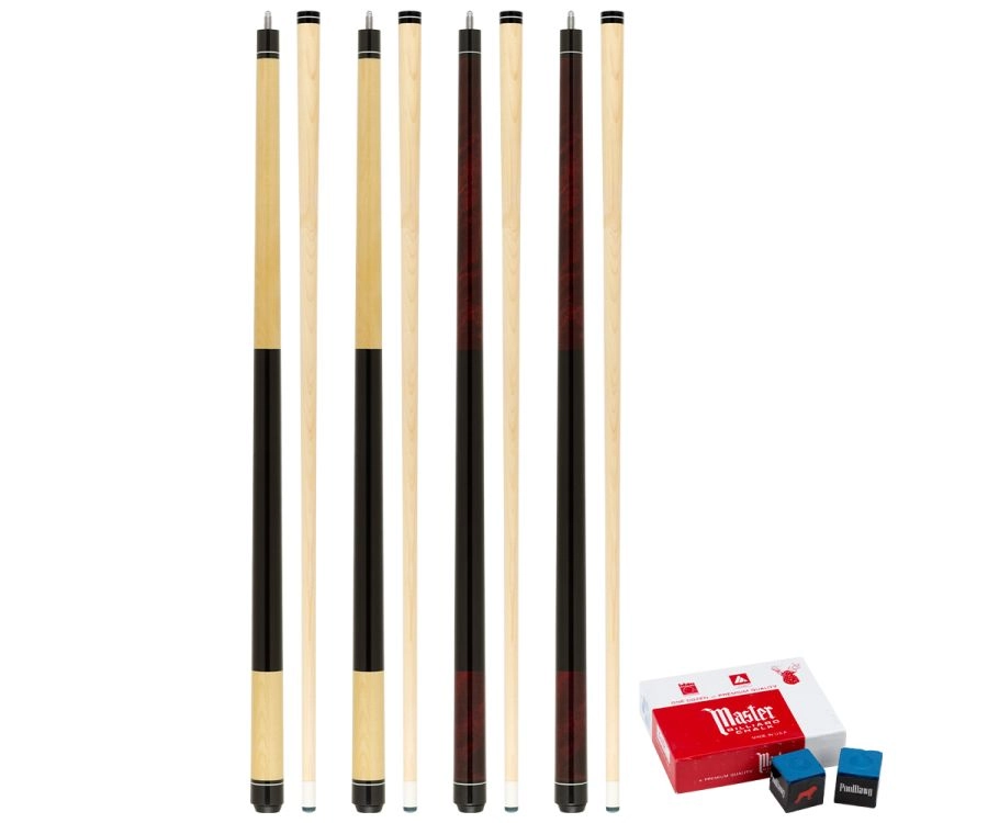 Economy Two-Piece Pool Cue Bundle (4 House Cues Set) 3 Economy Two-Piece Pool Cue Bundle (4 House Cues Set)